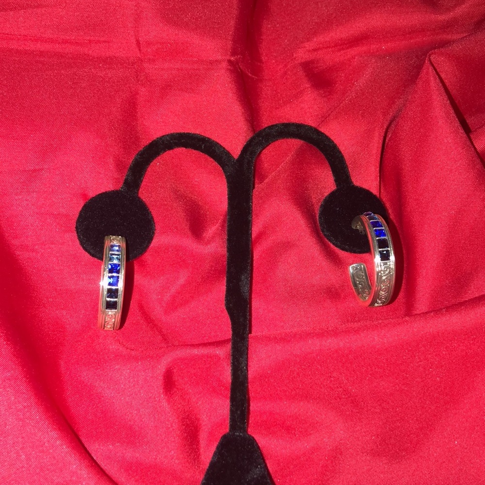 Spectrum loop earrings bluestones Stones, sterling plated